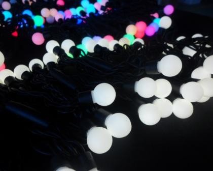 Factory direct supply Round ball cap RGBY LED string light christmas IP54 indoor / outdoor decoration 9-10 lm/led