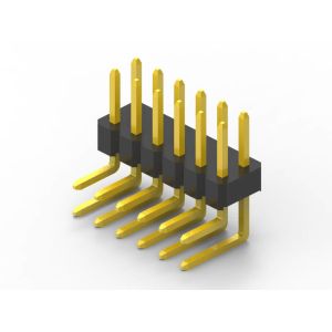 Brass 2.00 Mm Pcb Header Pins Dual Row , Through Hole 14 Pin Header Connector