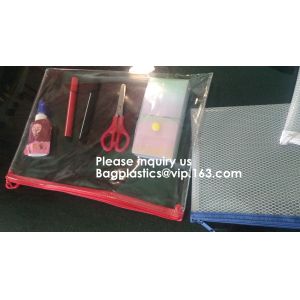 Waterproof Zippered File Bag PVC Mesh Organizer Storage Bag Durable File Bag for