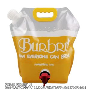 8L Stand Up Pouch With Tap Dispenser Big Foldable Pouches Standing Pouch