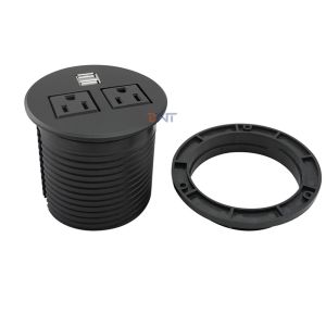 Office Round Wire Ring Desk Power Socket 2 Power Socket 2 USB Charging Port