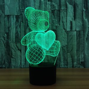 Teddy Bear 3D Night Light 7 Colors Change with Remote Control Good Night light