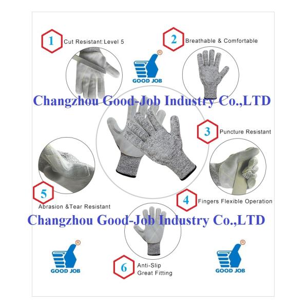 HPPE Polyethylene Puncture Resistant Cow Leather Level 5 Gloves