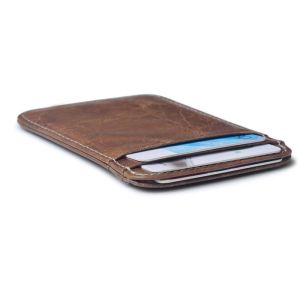 Professional Cowhide Man Leather Business Card Holder 10.2CM*6.8CM*0.3CM Package