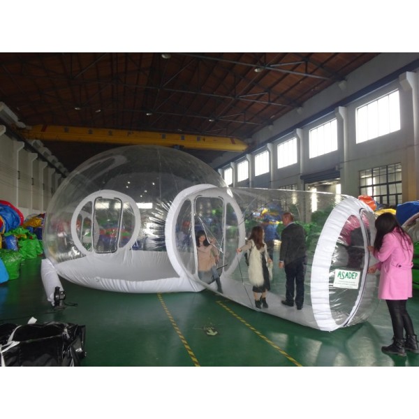 China Factory Cheap Inflatable Double Long Tunnel Clear Dome Tent Bubble Transparent House for Party Advertising