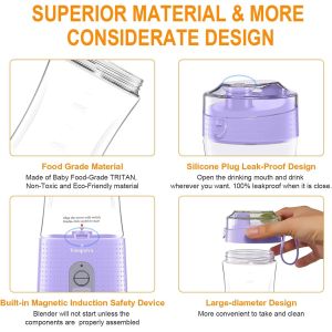 Portable and Safe Mulli Blender with Six Blades for Grinding Blending and More