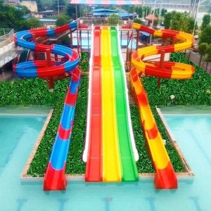 Commercial Water Park Slides Rainbow Spiral Waterslide Hot DIP Galvanizing