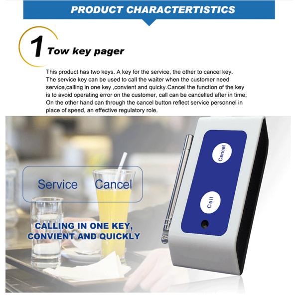 2.5km long signal coverage with antenna wireless service call button pager