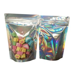 5x7 Inch Ziplock Heat Sealable Holographic Resealable Stand Up Pouches for