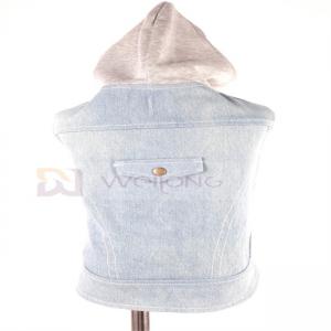 Wholesale Cotton Denim Puppy Hoodie Blue Vintage Washed Clothes XS-XL from china suppliers
