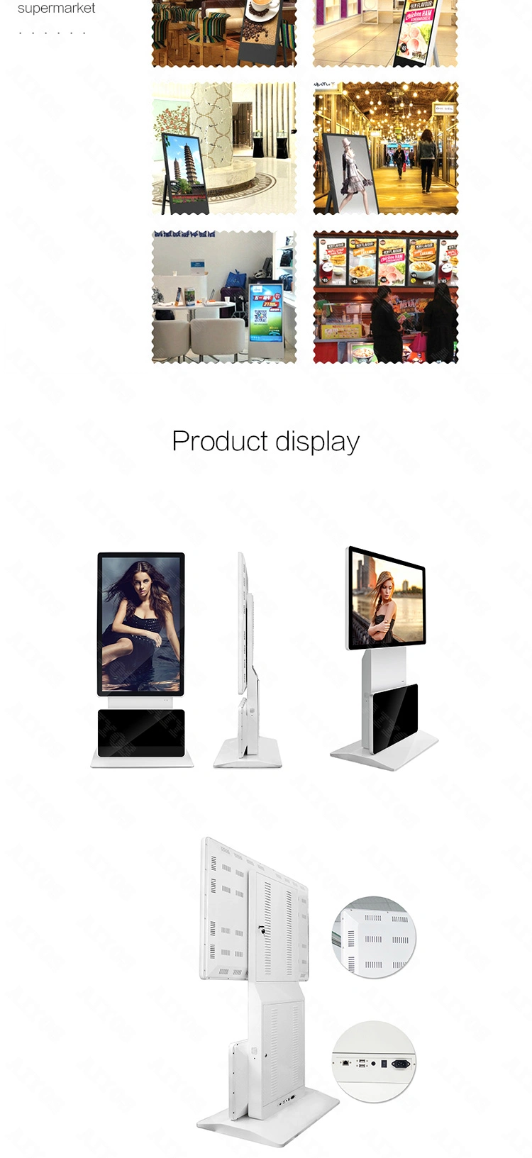 43 55inch Digital Signage Kiosk Rotate Floor Stand 360 Degree Advertising Display