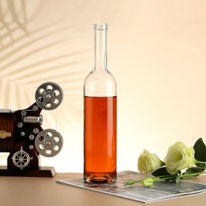 Brandy 375ml Vodka Bottle with Cork Luxury Flat Design Super Flint Glass