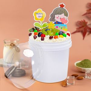 Plastic Bucket 1L 2L Round Clear Container for Cream Tea Seal Package Supplied