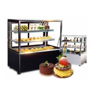 Marble Base 2 Layers Decks Cake Display Freezer for snake sushi pastry Display