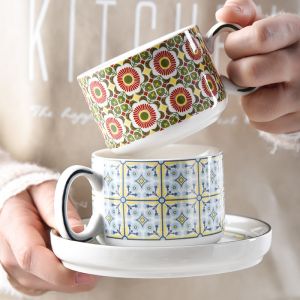 2024 Eid Al Fitr Luxury Flower Coffee Mug Porcelain Ramadan Cup And Saucer Plate
