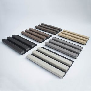 Nontoxic Fireproof Timber Veneer Panels , Lightweight Slatted Wall Cladding