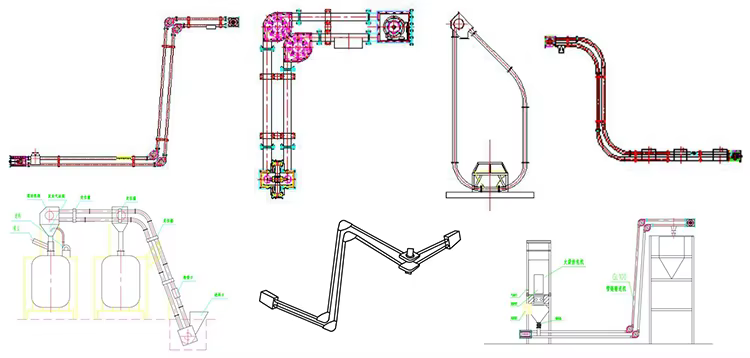 Customized stainless steel tube chain conveyors are suitable for grain, fertilizer, and feed transportation in space-saving applications.