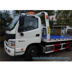White Single Cab Foton Auman 5T Truck Blue Platform Car Carrier LHD
