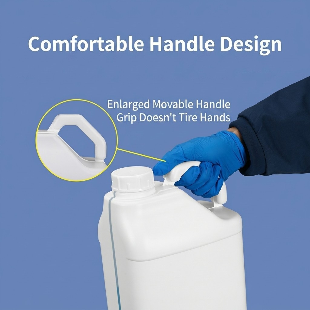 5 Liter Plastic Square Jerry Can HDPE Packaging Container with Aluminum Foil Liner ,Enlarged Handle, Visible Level Line and Spiral Cap for Coatings