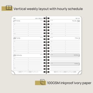 Green Color Pocket Size Custom Agenda 2023 Weekly Planner Poprun Ivory Paper
