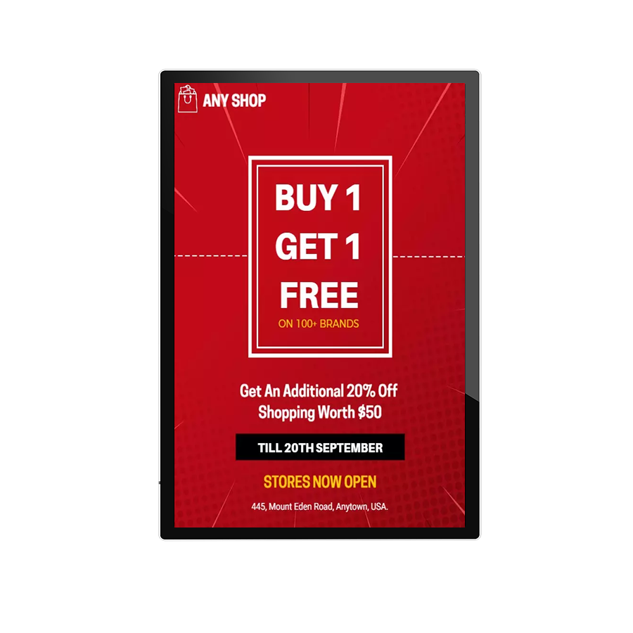 100 Inch Professional Commercial Display Wall Mounted Digital Signage Display