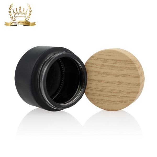 Black Matte Cosmetic Glass Jars 50g with Bamboo Screw Cap