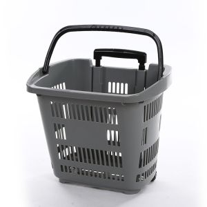 50L Grocery Cart With Swivel Wheels Rolling Shopping Basket Grey Handle