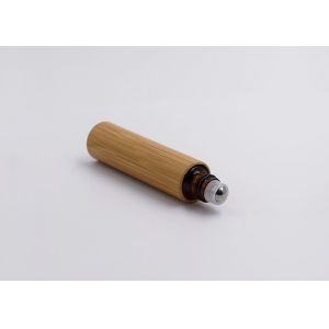 Bamboo Roll On Perfume Bottles Engraving Surface With Stainless Steel Ball