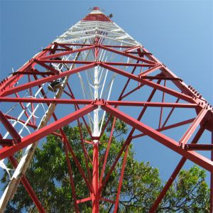 4 Legged Lattice Galvanized Angle Steel Tower 50M Cell Telecommunication Mast