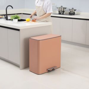 28Lx2 dual compartment trash can Soft Close Recycle Trash Bin Foot Step Trash