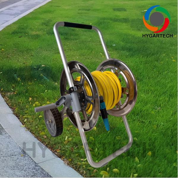Quality High Durability Trolley Hose Cart With 1/2" X50m PVC Hose And Spray Nozzle For Gardening And Irrigation for sale