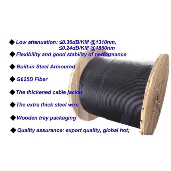 Underground Waterproof 72 Core Fiber Optic Cable Double Jacket Double Armored GYTA53