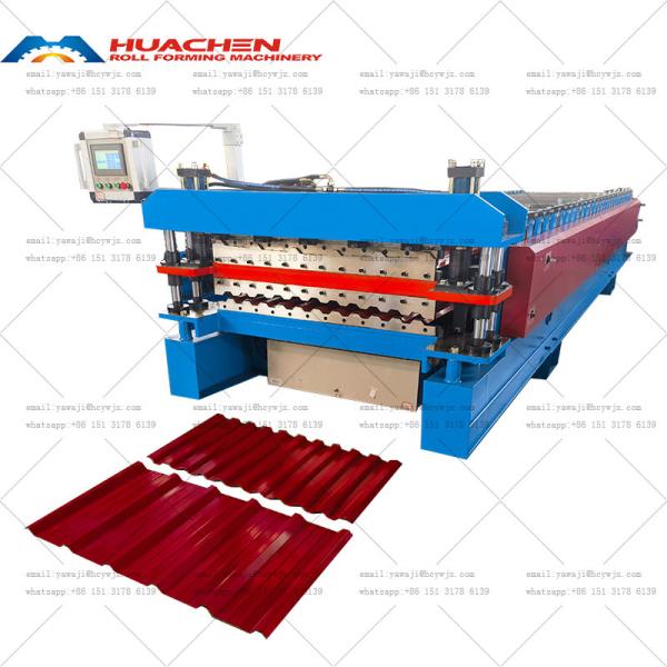Quality Efficient Double Layer Roll Forming Machine Trapezoidal Roofing Metal Tile Making for sale