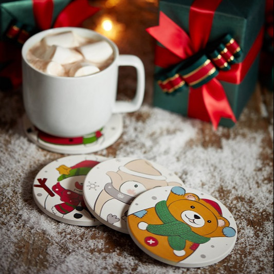 Customized Logo Round Coasters Cork Base for Bar Drink Home Deco with Gold Rim