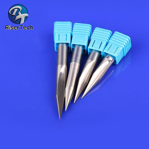 Bright Finished Acrylic Plastic Wood End Mill 2 Flutes Taper Sharp V Cutting