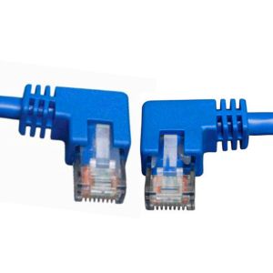 Left Angle Network Data Cable / Cat 6 Patch Cable RJ45 Gold Plated Male