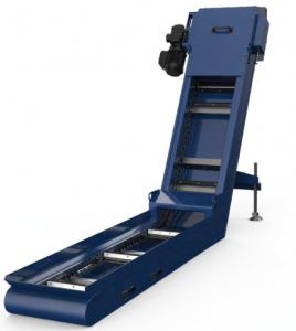 China Professional Metal Chip Conveyor Blue Green CNC Scraper Chain Conveyor on sale