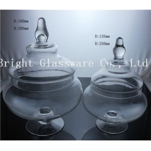 Wholesale handmade blown glass storage jar with lid, sugar jar from china suppliers
