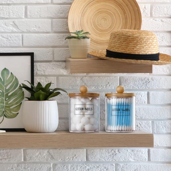 MEDICAL KIT Multifunction Cotton Swab Holder Dispenser Storage Tank With Bamboo Lids