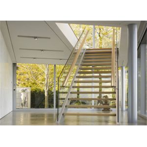 Commercial Straight Flight Staircase , Steel Structure Staircase Uninterrupted