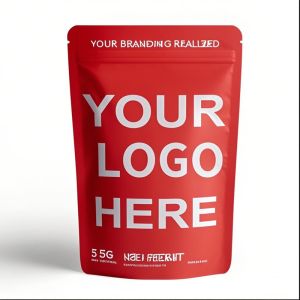 Custom Printed Smell Proof Stand Up Ziplock Mylar Bags 3.5g Resealable Aluminum