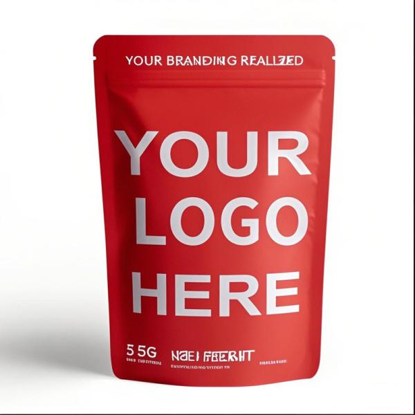 Custom Printed Smell Proof Stand Up Ziplock Mylar Bags 3.5g Resealable Aluminum