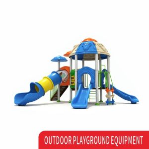 EN71 Kids Outdoor Playground Plastic Slides Galvanized Pipe