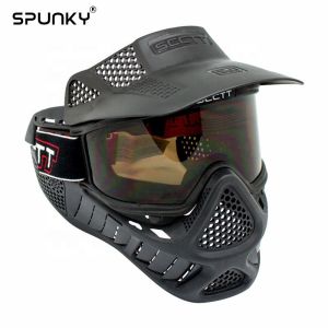 Durable Paintball Tactical Full Face Mask With Double Lens Goggles