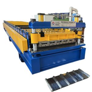 China 0.2mm-0.5mm Thickness Egypt Popular Trapezoidal Roof Tile Roll Forming Machine with 1100mm Effective Width on sale