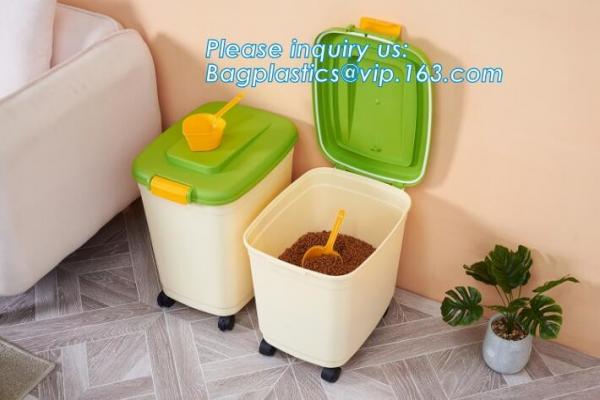 Pet Foods Storage Containers Bowls with Spoons Cat's Dog's Kitty's Puppy's Feeders Accessories Canisters Set, bagease