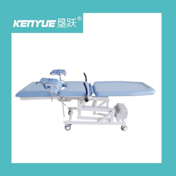Bule Color Electric 3 Fcuntion Delivery Bed 90cm Metal Multifunction Gynecologic