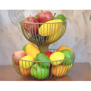 Customized Design Baking Black Iron 2-Layer Metal Fruit Plate 27*35*24CM