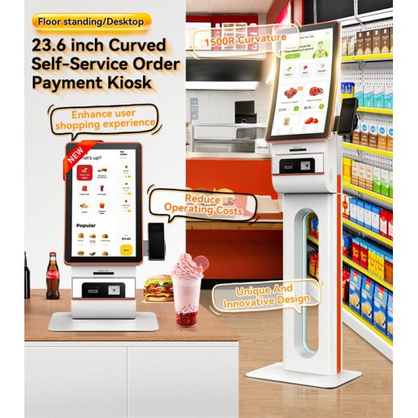 23.6" Vertical Screen Self Checkin Kiosk with 1920x1080 Resolution and Multi-OS Optional Software