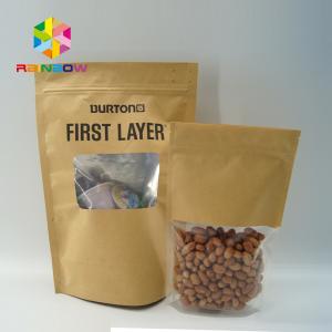 Window Kraft Paper Bags Zipper Top Sealing Customized Color For Food Packaging
